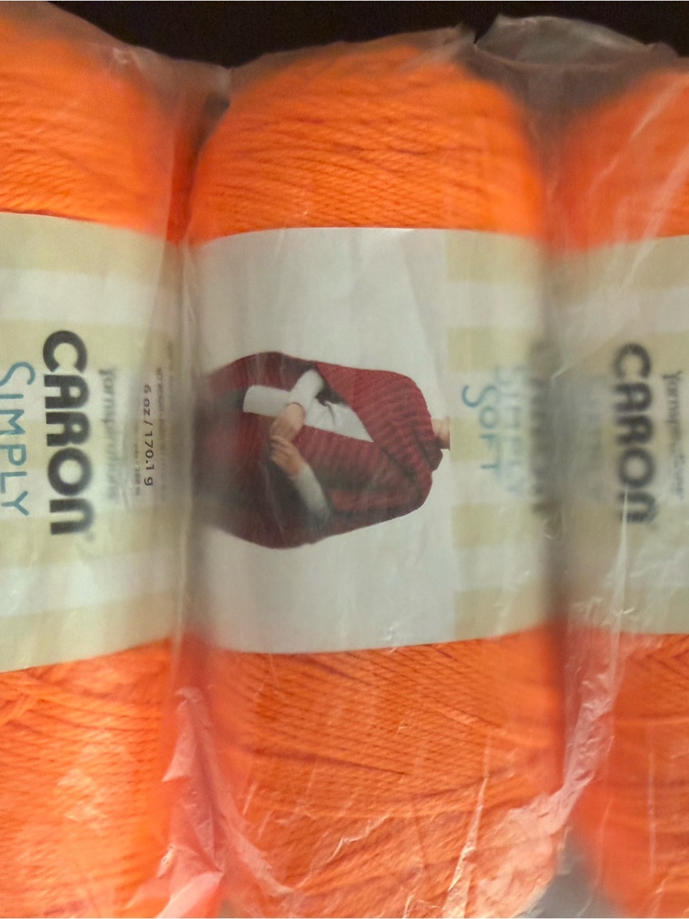 Caron Acrylic Yarn - Orange & Cream - Neon Orange